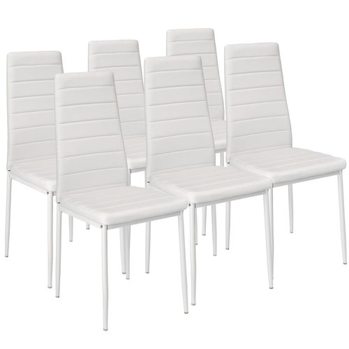 Lot De 6 Chaises Avec Surpiqûre - Blanc