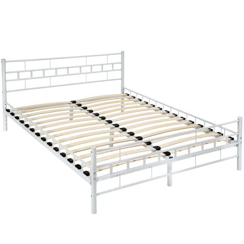 Lit Design Moderne Avec Sommier - 200 X 140 Cm - Blanc