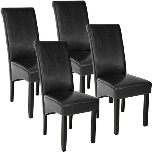 Lot De 4 Chaises Aspect Cuir - Noir