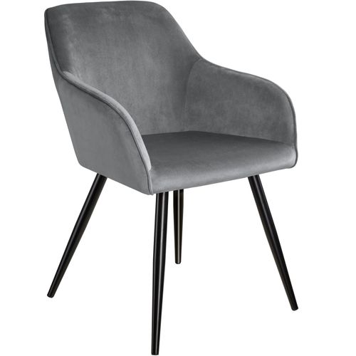 Chaise Marilyn Effet Velours Style Scandinave - Gris/Noir