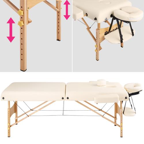 Table De Massage Pliante 2 Zones 7,5 Cm D'épaisseur - Beige