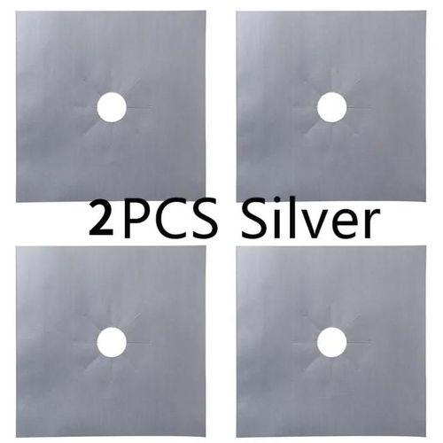 Revêtement protecteur de cuisinière à gaz,accessoires de cuisine,tapis de cuisinière,1/2 pièces - Type 2pcs Silver