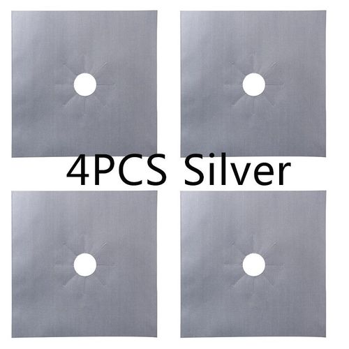 Juste de protection pour cuisinière à gaz,revêtement protecteur de Eva de cuisinière,accessoires de cuisine,couverture de cuisinière en polymères,1 pièce,4 pièces - Type 4pcs Silver