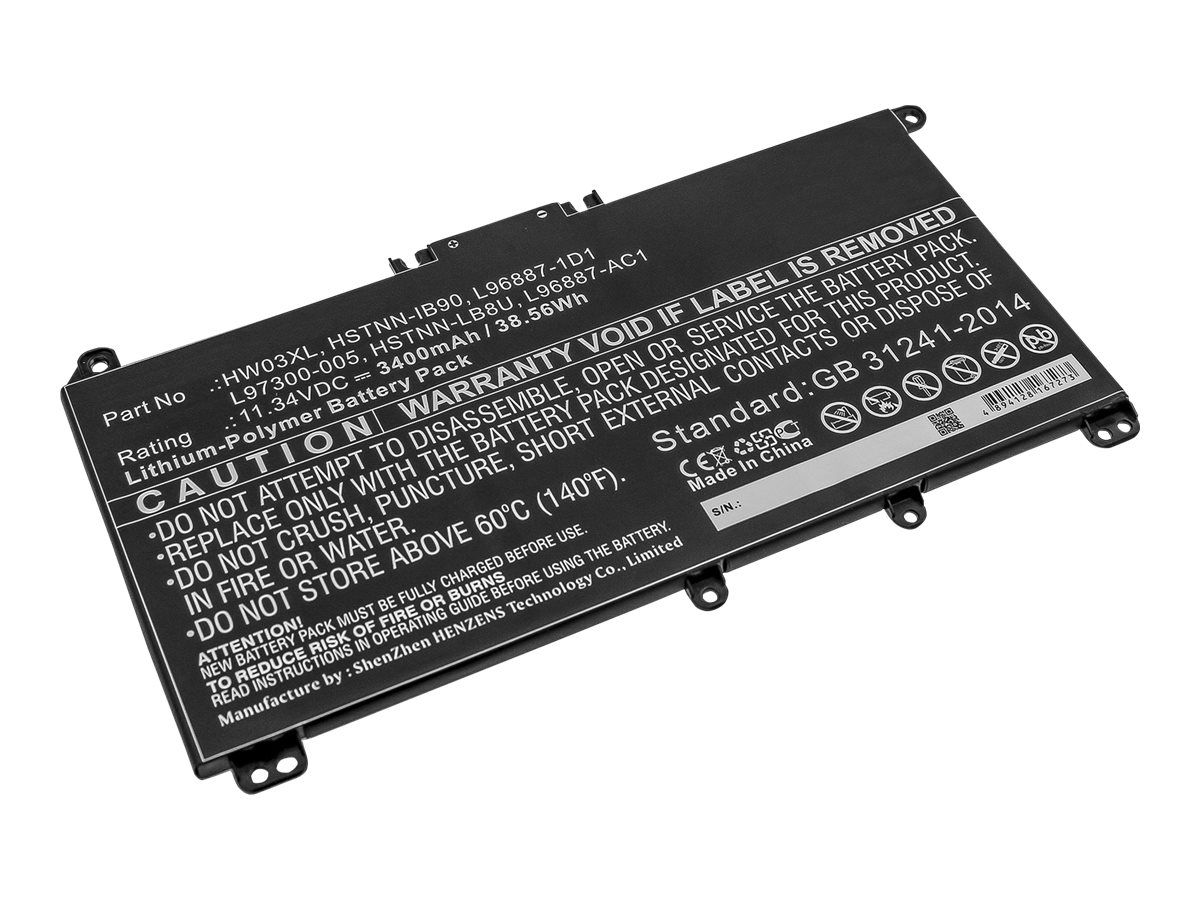 DLH - Batterie de portable (équivalent à : HP HW03XL, HP HSTNN-DB9Y, HP HSTNN-IB90, HP HSTNN-IB9O, HP HSTNNLB8U, HP HSTNN-OB2A) - lithium-polymère - 3400 mAh - 39 Wh - pour HP 245 G9, 250 G9, 255...