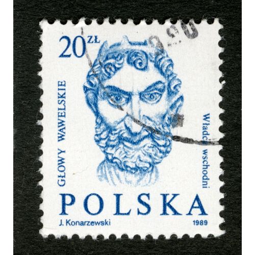 Timbre Oblitéré Polska, Glowy Wawelskie, Wladca Wschodni, 1989, Konarzewski, 20 Zl