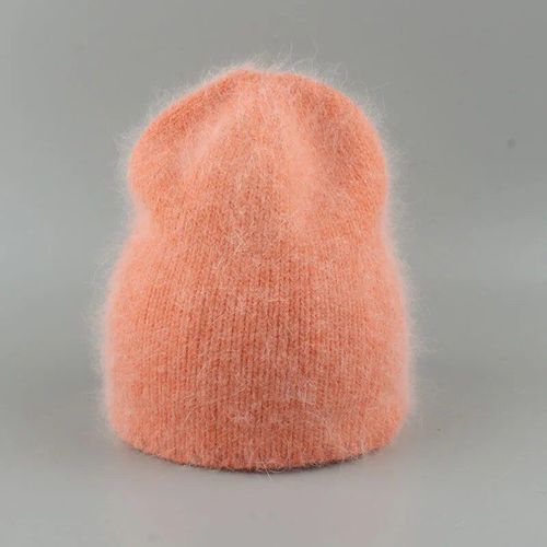 Bonnet En Fourrure De Lapin Pour Femme,Bonnet Chaud,Couvre-Chef Adulte,Monochrome,Fourrure,Mode,Automne,Hiver