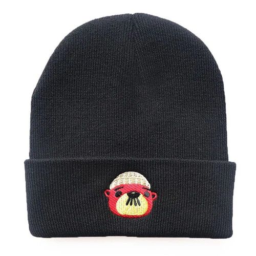 Chapeau Tricoté Avec Ours Brodé Pour Femme Et Homme,Bonnet Chaud,Style Hip Hop,Idéal Pour L'hiver