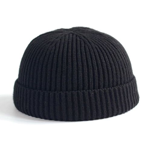 Bonnet Thermique Sans Bord En Tricot Solide Pour Hommes,Bonnet De Couple,Bonnet De Marin,Docker,Manchette De Poisson,Plus Chaud,Hiver