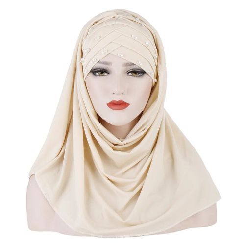Chapeau Écharpe En Soie Perlée,Ensemble Deux Pièces Pour Femmes,Patch Voile À La Mode