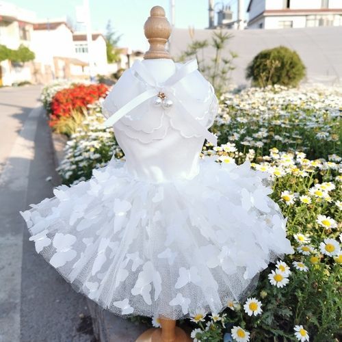 Robe De Mariée Faite À La Main Pour Chien De Compagnie,Vêtements De Luxe Pour Chien,Perle De Cristal,Décor De N?ud Papillon,Dentelle Blanche,Tutu,Robe De Princesse,Chihuahua,Chiot - Type 1-M
