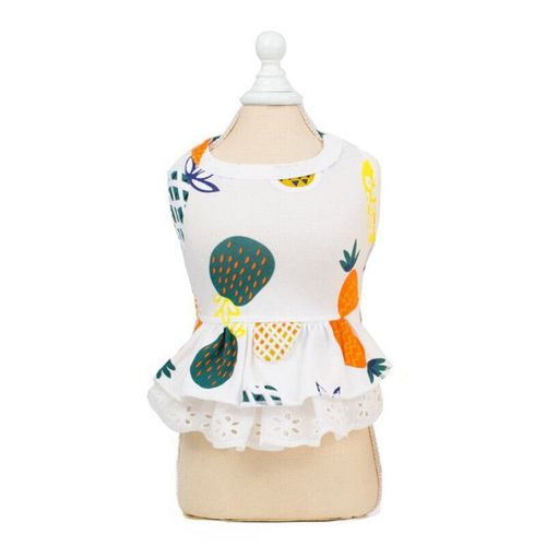 Robe D'été En Coton Pour Animaux De Compagnie,Jolie Jupe Imprimée Pour Chiot Chien,Vêtements Pour Petits Chiens,Chihuahua York,Vêtements Mascotas,Disfraz Perro - Type White Pineapple-L-Suit 3-4kg