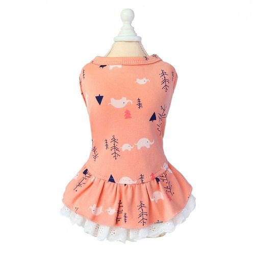 Robe D'été En Coton Pour Animaux De Compagnie,Jolie Jupe Imprimée Pour Chiot Chien,Vêtements Pour Petits Chiens,Chihuahua York,Vêtements Mascotas,Disfraz Perro - Type Pink Branches-L-Suit 3-4kg