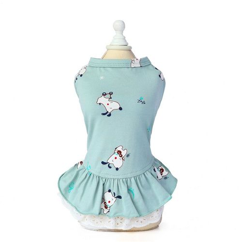 Robe D'été En Coton Pour Animaux De Compagnie,Jolie Jupe Imprimée Pour Chiot Chien,Vêtements Pour Petits Chiens,Chihuahua York,Vêtements Mascotas,Disfraz Perro - Type Green Puppy-S-Suit 1.3-2.0kg