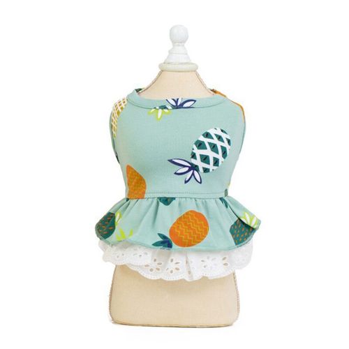 Robe D'été En Coton Pour Animaux De Compagnie,Jolie Jupe Imprimée Pour Chiot Chien,Vêtements Pour Petits Chiens,Chihuahua York,Vêtements Mascotas,Disfraz Perro - Type Green Pineapple-Xl-Suit 4-5.5kg