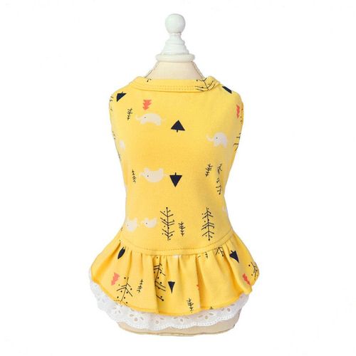 Robe D'été En Coton Pour Animaux De Compagnie,Jolie Jupe Imprimée Pour Chiot Chien,Vêtements Pour Petits Chiens,Chihuahua York,Vêtements Mascotas,Disfraz Perro - Type Yellow Branches-Xl-Suit 4-5.5kg