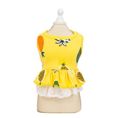 Robe D'été En Coton Pour Animaux De Compagnie,Jolie Jupe Imprimée Pour Chiot Chien,Vêtements Pour Petits Chiens,Chihuahua York,Vêtements Mascotas,Disfraz Perro - Type Yellow Pineapple-M-Suit 2-3kg