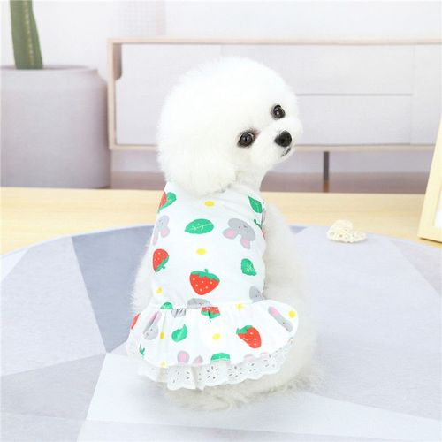 Robe D'été En Coton Pour Animaux De Compagnie,Jolie Jupe Imprimée Pour Chiot Chien,Vêtements Pour Petits Chiens,Chihuahua York,Vêtements Mascotas,Disfraz - Type White Strawberry-S-Suit 1.3-2.0kg
