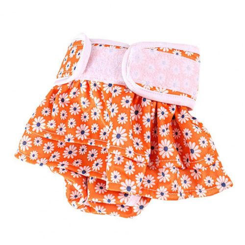 Couches-Culottes Pour Chiens Et Chiots,Sous-Vêtements Très Absorbants,Imprimé Floral,Jupe-Pantalon - Type Orange-S