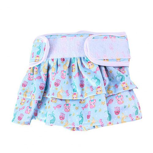 Couches-Culottes Pour Chiens Et Chiots,Sous-Vêtements Très Absorbants,Imprimé Floral,Jupe-Pantalon - Type Bleu-M