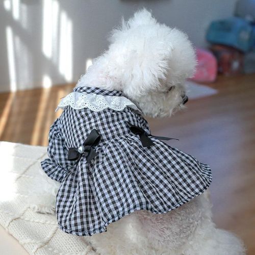 Beau Vêtement Fin Pour Chiot,Fournitures Pour Animaux De Compagnie,N?ud Pour Chien,Jupe D'été À Carreaux,Robe Poméranie - Type M(3.5-4kg)