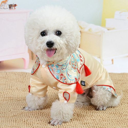 Robe Rouge Vif Ou Or Pour Animaux De Compagnie,Vêtements Pour Chiens,Jupe Cheongsam,Costume Mignon,Accessoires De Décoration - Type A-S
