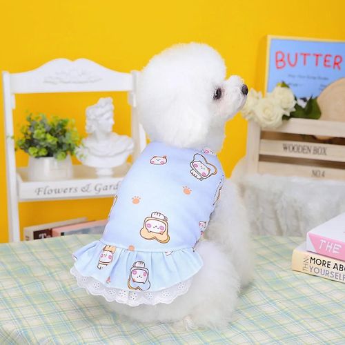 Robe De Mignonne Pour Chiot Au Nom De Teddy,Vêtements Pour Animaux De Compagnie,Jupe Pour Chien,Usine De Vêtements,Printemps Et Été,2024 - Type Light Blue-S