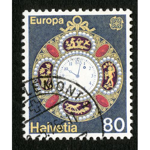 Timbre Oblitéré Helvetia, Europa, 80