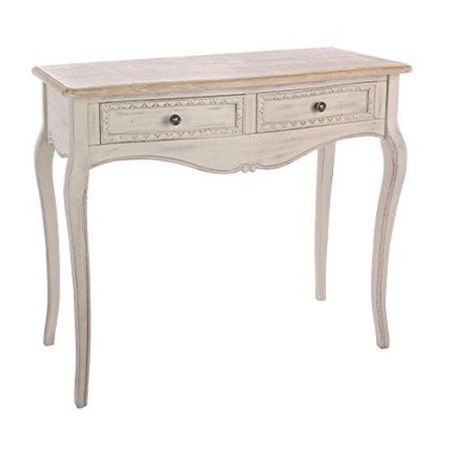Console 2 Tiroirs 90x40x80 Cm En Bois Beige Et Naturel - Polivia