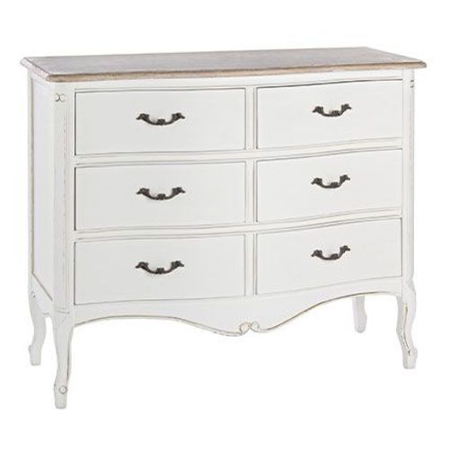 Commode 6 Tiroirs 100x40x83 Cm En Bois Blanc - Reberty
