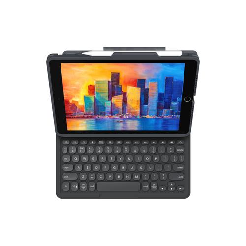 ZAGG Pro Keys - Clavier et étui - rétro-éclairé - Bluetooth - AZERTY - Français - noir/gris clavier, noir/gris étui - pour Apple 10.2-inch iPad (7ème génération, 8ème génération)
