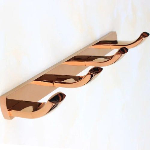 Accessoires de luxe en or rose,brosse de toilette murale en laiton,porte-serviettes en papier T1,étagère en verre,ensemble de quincaillerie de bain - Type Coat Rail-4 Hooks