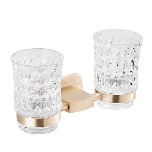 Support Mural En Laiton Brossé,Étagère Pour Serviettes De Toilette,Support De Rangement Pour Accessoires De Salle De Bain - Type Double Cup Holder