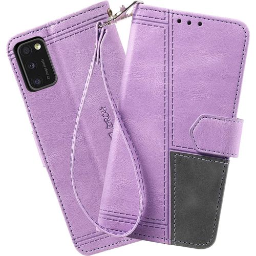 Coque Compatible Avec Galaxy A41, Portefeuille Housse En Cuir Pu Pour Samsung Galaxy A41, Magnetique Antichoc Flip Coque, Violet