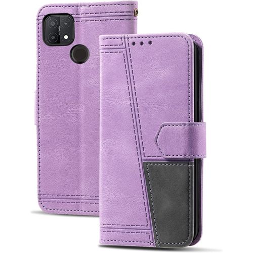Coque Compatible Avec Oppo A15 / Oppo A15s, Portefeuille Housse En Cuir Pu Pour Oppo A15 / Oppo A15s, Magnetique Antichoc Flip Coque, Violet