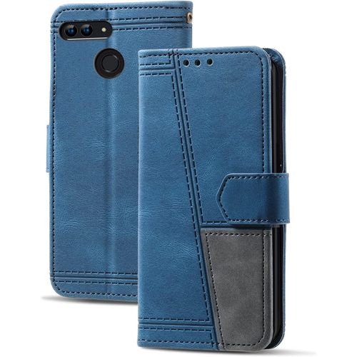 Coque Compatible Avec Huawei P Smart 2018 / Enjoy 7s / Honor 9 Lite, Portefeuille Housse En Cuir Pu Pour Huawei P Smart 2018 / Enjoy 7s, Magnetique Antichoc Flip Coque, Bleu
