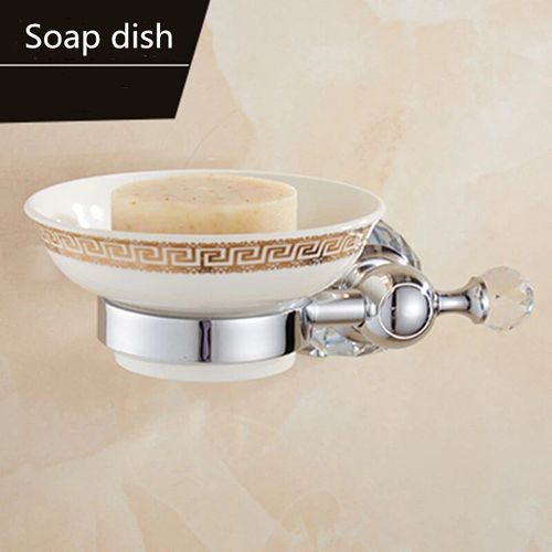 Ensemble D'accessoires De Luxe En Cristal,Porte-Brosse De Toilette En Céramique,Porte-Papier Mural,Étagère D'angle Argentée - Type Soap Dish
