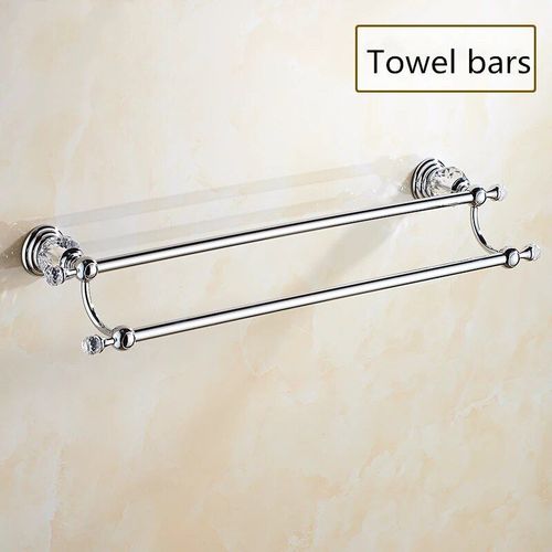 Ensemble D'accessoires De Luxe En Cristal,Porte-Brosse De Toilette En Céramique,Porte-Papier Mural,Étagère D'angle Argentée - Type Towel Bars