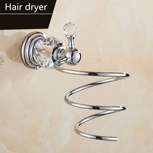 Ensemble D'accessoires De Luxe En Cristal,Porte-Brosse De Toilette En Céramique,Porte-Papier Mural,Étagère D'angle Argentée - Type Hair Dryer Rack