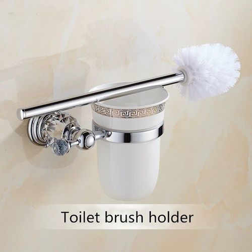 Ensemble D'accessoires De Luxe En Cristal,Porte-Brosse De Toilette En Céramique,Porte-Papier Mural,Étagère D'angle Argentée - Type Toile Brush Holder