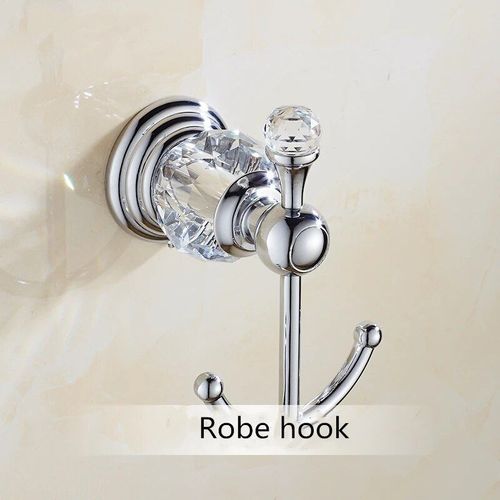 Ensemble D'accessoires De Luxe En Cristal,Porte-Brosse De Toilette En Céramique,Porte-Papier Mural,Étagère D'angle Argentée - Type Robe Hook