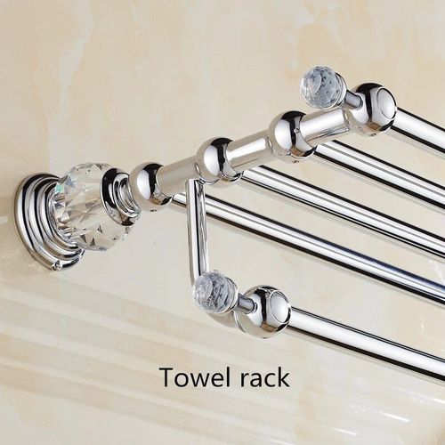 Ensemble D'accessoires De Luxe En Cristal,Porte-Brosse De Toilette En Céramique,Porte-Papier Mural,Étagère D'angle Argentée - Type Towel Rack