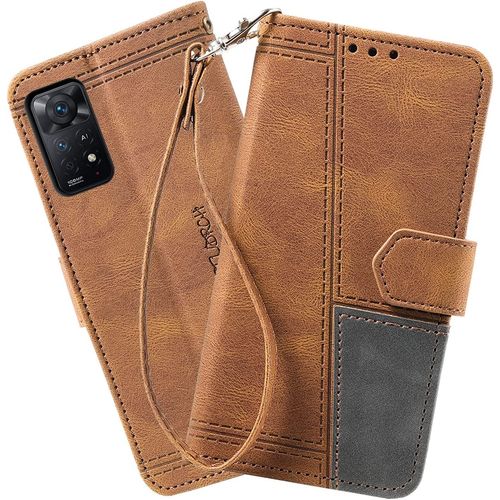 Coque Compatible Avec Xiaomi Redmi Note 11 Pro 4g / 5g, Portefeuille Housse En Cuir Pu Pour Xiaomi Redmi Note 11 Pro 4g / 5g, Magnetique Antichoc Flip Coque, Brun