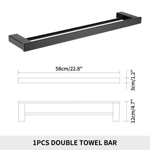 Crochet Noir En Acier Inoxydable Hotowel T1,Porte-Papier Poli,Porte-Papier,Étagère Murale Pour Toilettes - Type Double Towel Bar