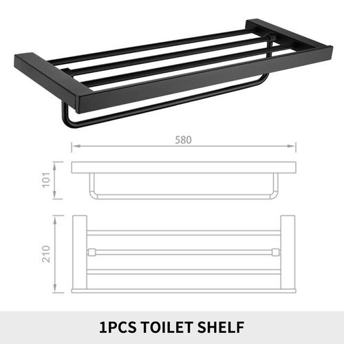 Crochet Noir En Acier Inoxydable Hotowel T1,Porte-Papier Poli,Porte-Papier,Étagère Murale Pour Toilettes - Type Towel Shelf