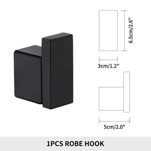 Crochet Noir En Acier Inoxydable Hotowel T1,Porte-Papier Poli,Porte-Papier,Étagère Murale Pour Toilettes - Type Robe Hook