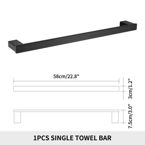 Crochet Noir En Acier Inoxydable Hotowel T1,Porte-Papier Poli,Porte-Papier,Étagère Murale Pour Toilettes - Type Single Towel Bar