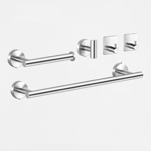 Anneau De Serviette En Argent Avec Crochets,Étagère,Porte-Rouleau De Toilette,Support Mural De Luxe,Pour Accessoires De Salle De Bain Modernes Et Complets - Type 5pcs #B