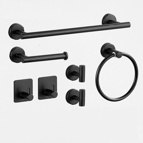Anneau De Serviette En Argent Avec Crochets,Étagère,Porte-Rouleau De Toilette,Support Mural De Luxe,Pour Accessoires De Salle De Bain Modernes Et Complets - Type 7pcs #A