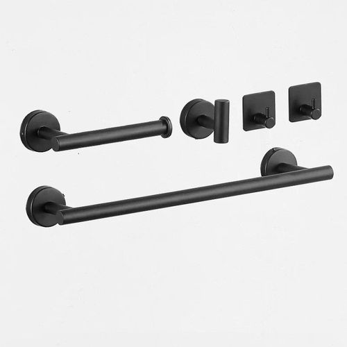 Anneau De Serviette En Argent Avec Crochets,Étagère,Porte-Rouleau De Toilette,Support Mural De Luxe,Pour Accessoires De Salle De Bain Modernes Et Complets - Type 5pcs #A