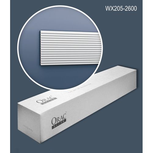 Orac Decor WX205-2600-box MODERN TRACK1 carton 8 pièces 3d panneau mural Moulure en stuc utilisable en double face un seul côté est prétraité design moderne blanc | 20,8 m